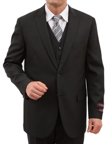 Men's Solid Black 2 Button Front Closure Discounted Sale Fit Suit mensusa