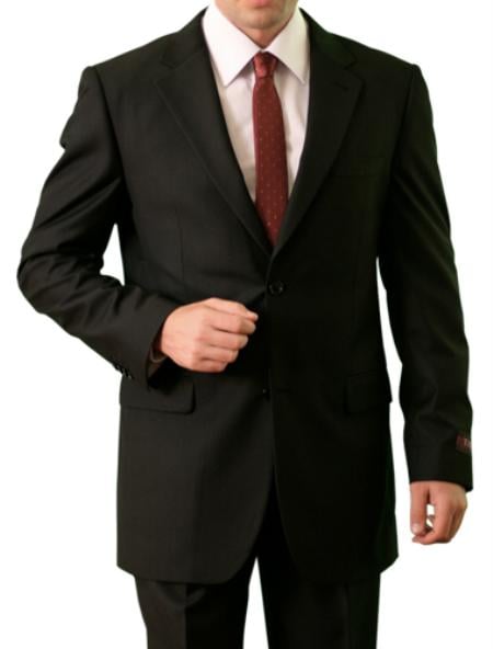 Men's Solid Black 2 Button Front Closure Suit mensusa