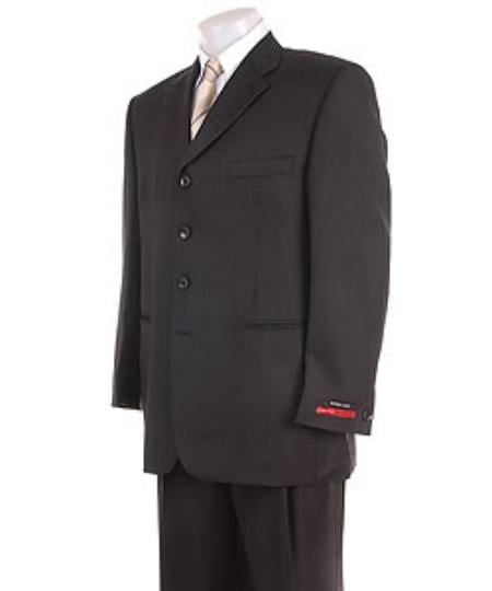 Men's Solid Black 4 buttons Super Pleated Pants premier quality Online Sale Clearance Suit - mensusa