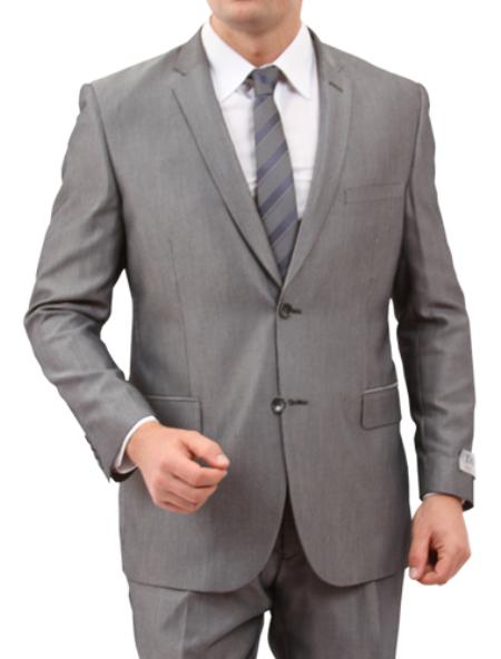 Men's Solid Grey 2 Button Front Closure Suit mensusa