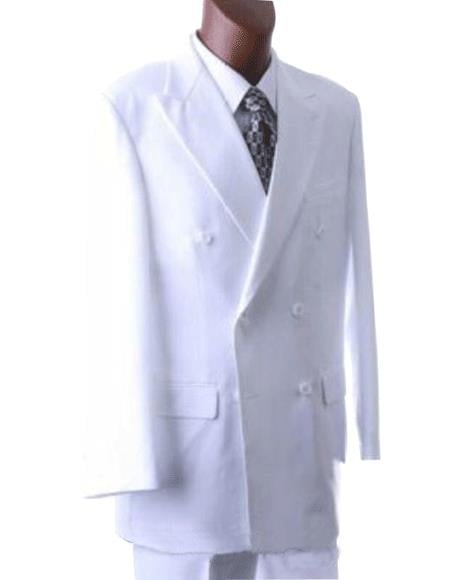 Men's Solid White Double Breasted Suits Classic fit Dress Suit mensusa