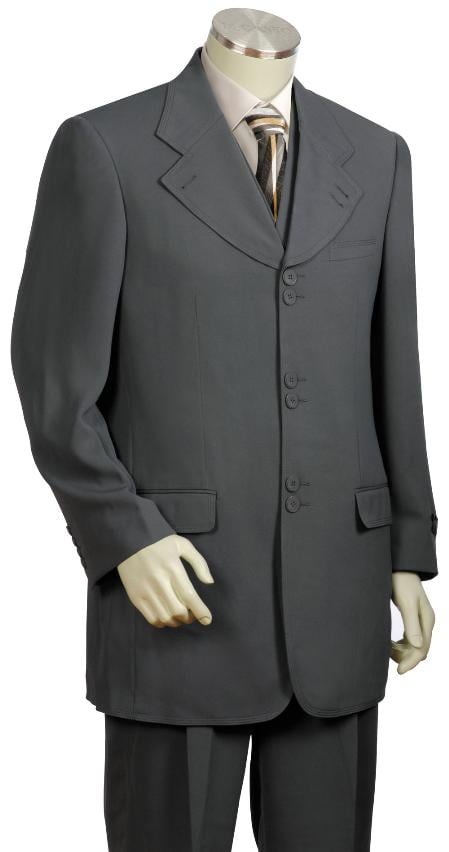 Men's Stylish 3 Piece Vested Zoot Suit Grey mensusa