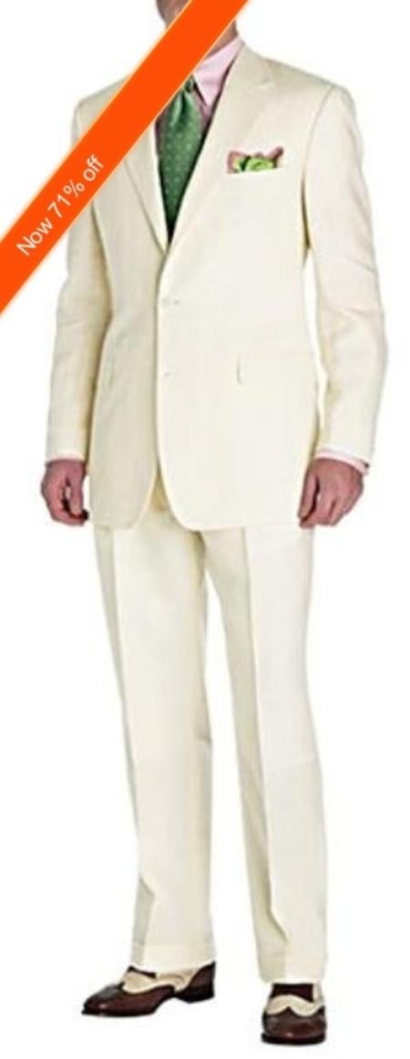 Men's Suit Ivory 2 Button Style Perfect For Wedding mensusa