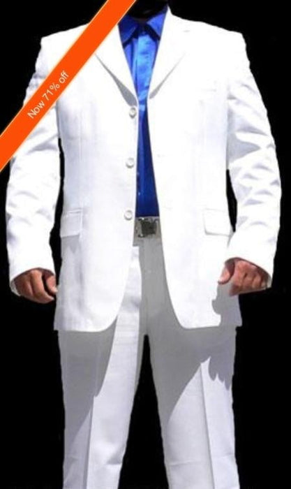 Men's Suits For Men White 3 buttons Cool Suit + Free Tie - All White Suit mensusa