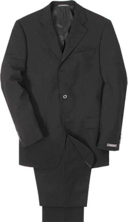 Men's Super 100 Solid BLack 3 Buttons Men's Cheap Priced Business Suits Clearance Sale at - mensusa