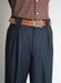 Men's Super 150's 100% Wool Wide Leg Dress Pants / Slacks Navy unhemmed unfinished bottom mensusa