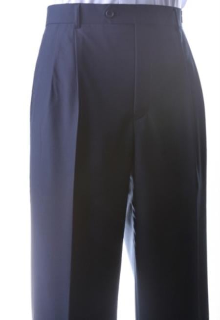 Men's Super 150s Extra Fine Dress Pants Navy unhemmed unfinished bottom mensusa