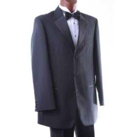 Men's Three Button Black Tuxedo mensusa