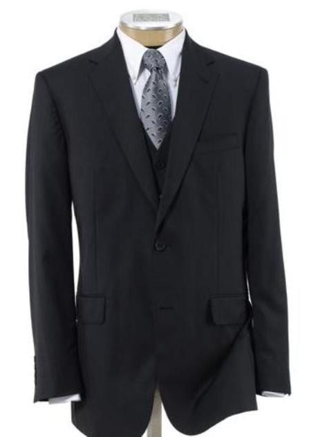 Men's Three Piece Suit with Pleated Trousers Black mensusa