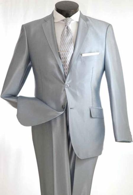 Men's True Slim Suit in Popular Shark Skin Fabric Silver mensusa