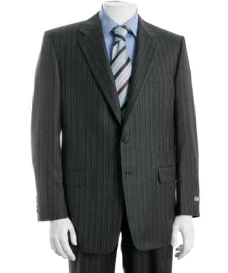 Men's Two Button Charcoal Gray Multi Stripe ~ Pinstripe Cheap Priced Business Suits Clearance Sale mensusa