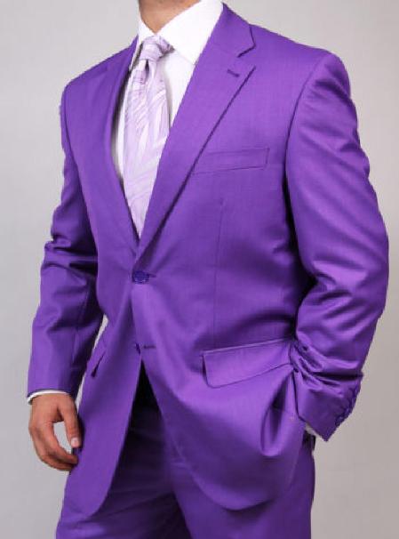 Men's Two Button Light Purple ~ Dark Lavender Suit mensusa