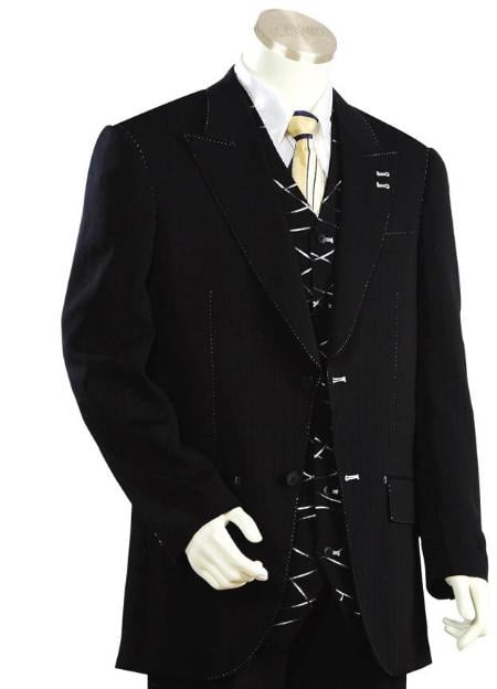 Men's Two Button Suits Black mensusa