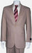 Men's Two Button Tan ~ Beige Shadow Stripe ~ Pinstripe Cheap Priced Business Suits Clearance Sale mensusa