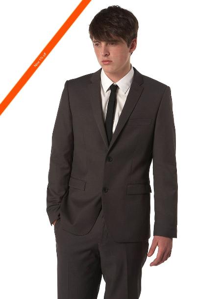 Men's Ultra Slim Cut Black Cheap Priced Business Suits Clearance Sale In 2-Button Style + Free Shirt & Tie Package Combo ~ Combination Deal mensusa