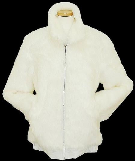 Men's White Faux Fur Bomber Big and Tall Bomber Jacket mensusa