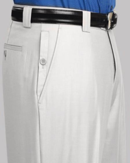 Men's White Flat Front Dress Pants mensusa