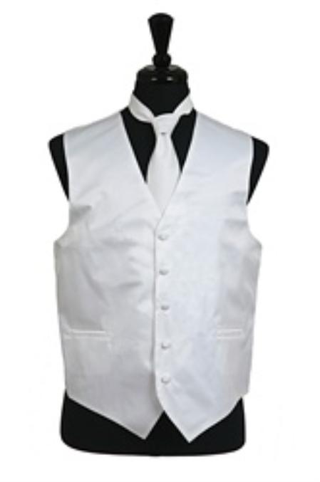 Men's White Regular Fit Wedding Dress Tuxedo with Vest - Men's Neck Ties - Mens Dress Tie - Trendy Mens Ties mensusa