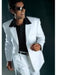 Men's polyester High Twist 3 Button Suits For Men White mensusa