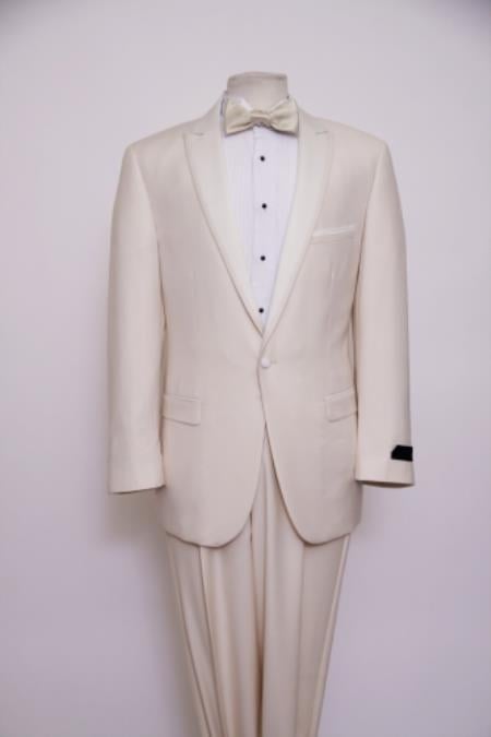 Slim Fit 1 Button Peak Trimmed Lapel + Flat Front Pants Suit