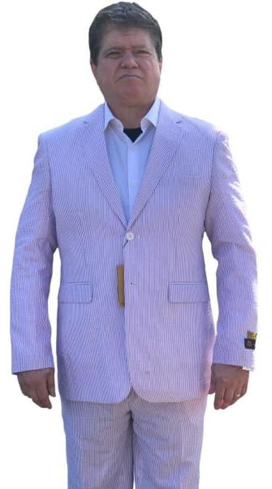 Alberto Nardoni Purple Lavender Seersucker Sear sucker suit 2 button Flat Front Pants Regular Fit Side Vented