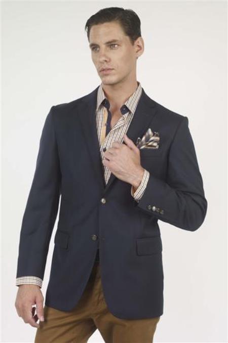 Men's Navy Authentic Mantoni Brand Solid Suit- High End Suits - High Quality Suits