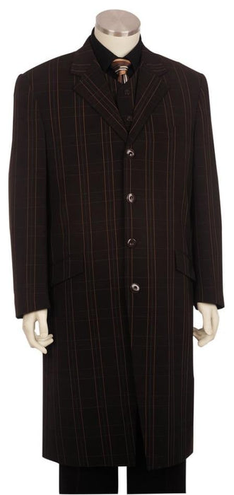 Men's Button Fastener Brown Long 3pc Suit and Pants