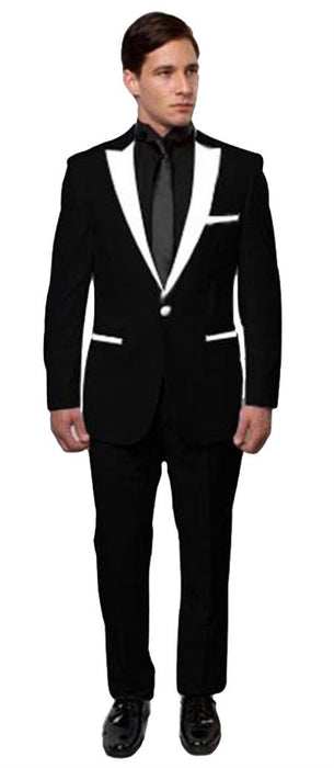 Men's Black And White Lapel Tuxedo Two Toned Velvet Fabric