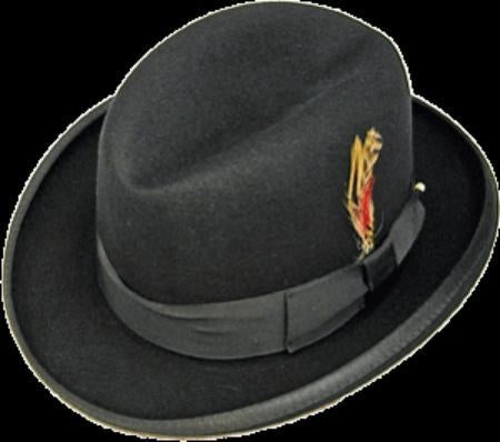 Mens Dress Hat NEW Mens BLACK 100% Wool Homburg Men's Dress Hats