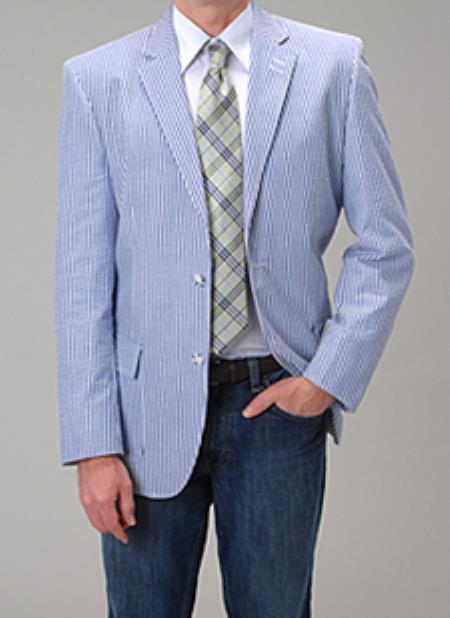 Summer Light Wright Sport coat Blue Seersucker Sear sucker suit Blazer