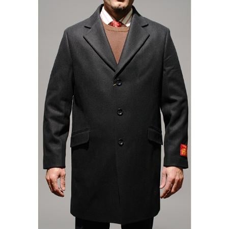 Mens Car Coat Three Quarters Length Men's Dress Coat Black Wool Men's Carcoat ~ Designer Men's Wool Men's Peacoat Sale Long Jacket mensusa