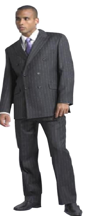 Men's Charcoal Pinstripe Double Breasted Suits - Color: Dark Grey Suit