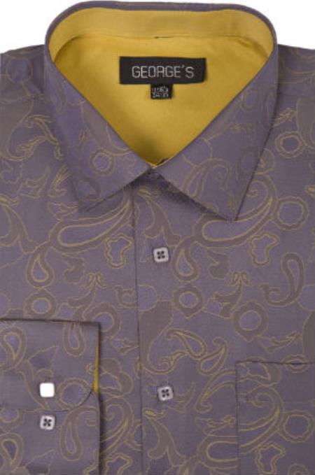 Gold-Brown Tailored to classic fit Dress Shirt