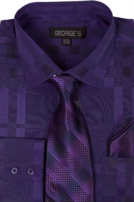 Men's Purple Standard Cuff Dress Shirt - Men's Neck Ties - Mens Dress Tie - Trendy Mens Ties