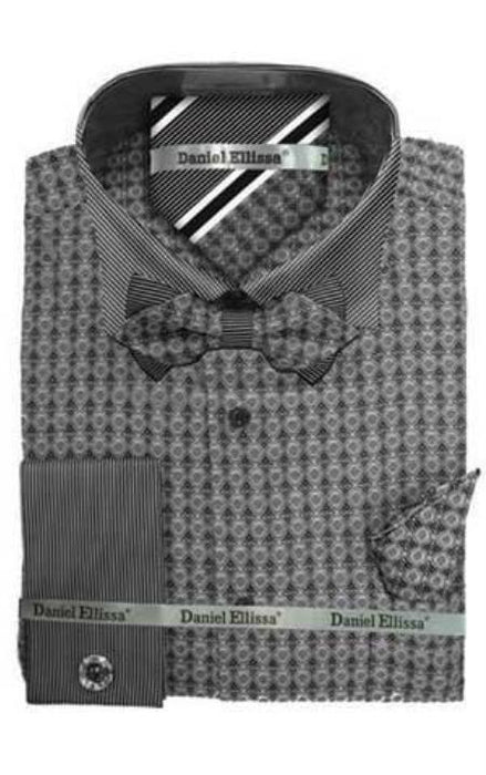 Daniel Ellissa Ds3779BP2 French Cuff Gray Men's Dress Shirt