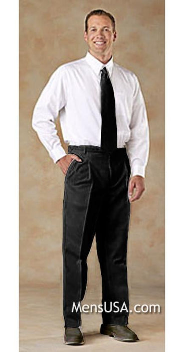 Mens Pleated Pants / Slacks Plus White Shirt & Matching Tie Black unhemmed unfinished bottom