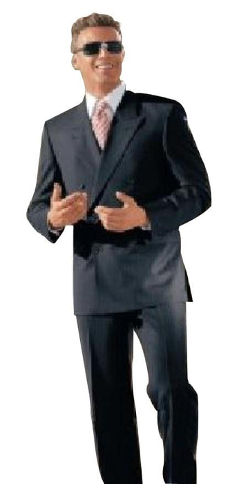 Classic fit Double Breasted Suit 100%rayon High Quality Zippered fly Charcoal Gray Suit - Color: Dark Grey Suit