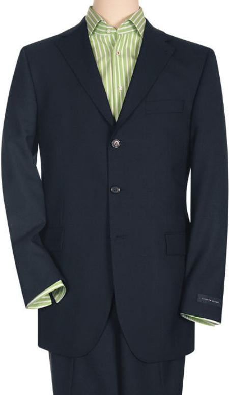 Mens Dark Navy Super 150'S Virgin Premier Quality Italian Fabric Design Available In 2 Or 3 Buttons Style Regular Classic Cut - mensusa