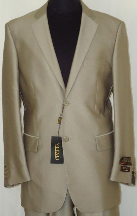 Designer 2-Button With Sheen Beige Sharkskin Suit