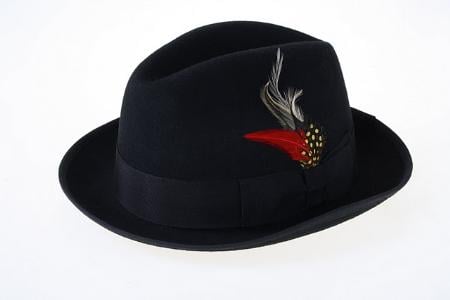 Mens Dress Hat Black Wool Fedora Men's Dress Hats mensusa