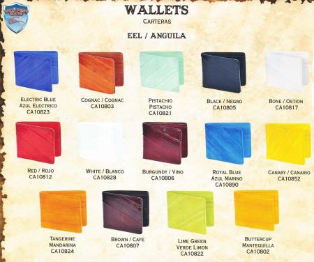 Men's Genuine Exotic Animal Skin Men's Genuine Eel Single-Fold Wallets Different Colors Available