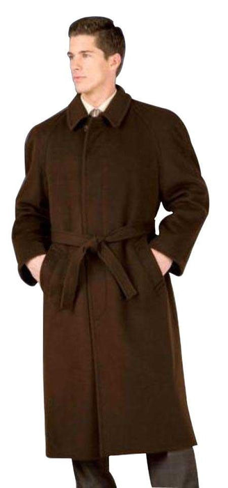 48 inch Men's Dress Coat belted Long Men's Dress Topcoat - Winter coat ~ Men's Overcoat Four Button Coat With An 18 Inch