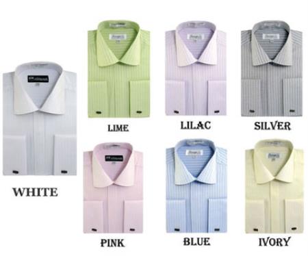 Striped French Cuff Multi-color Men's Dress Shirt