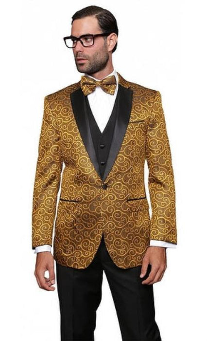 Mens Gold Blend Modern Fit Suits Vested Suit on Sale