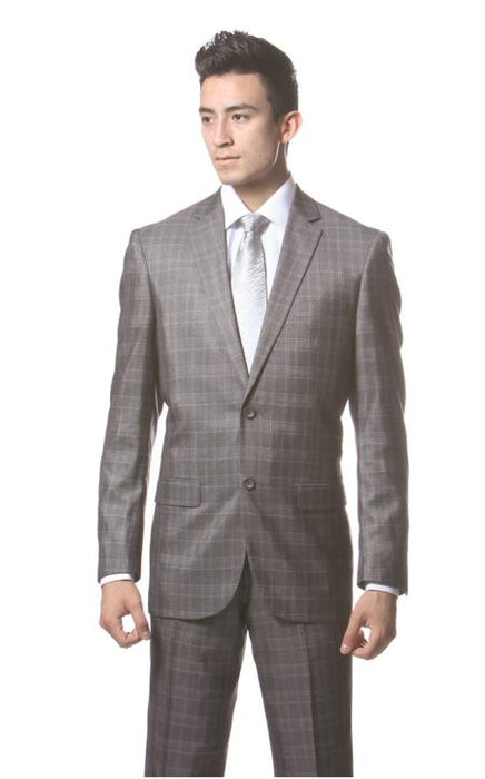 Men's Dark Gray Plaid Slim Fitted Suit Hamilton