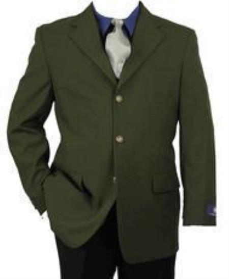 Mens Army ~ Hunter Olive Green Blazer Two buttons Men's Wholesale Blazer Sport Coat Jacket With Brass Buttons