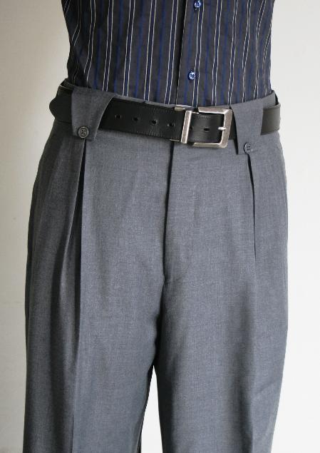 Leonardo Velenti Brand Men's Wide Leg Pants Grey unhemmed unfinished bottom