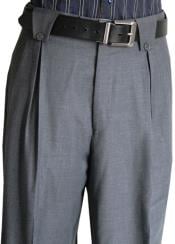 Men's Classic Fit Pleated Front 2 Back Pockets Fine Wool Wide Leg Dress Pants Grey Men's Wide Leg Trousers