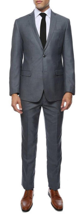 Extra Slim Fit Suit Slim Fit Suit - Fitted Suit Men's Grey or Blue Flat Front Pants Tapered Jacket Men's Slim Fit Suits