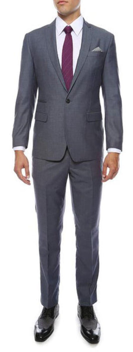 Extra Slim Fit Suit Mens Grey or Blue Peak Lapel Suit Extra Slim Fitted Pants